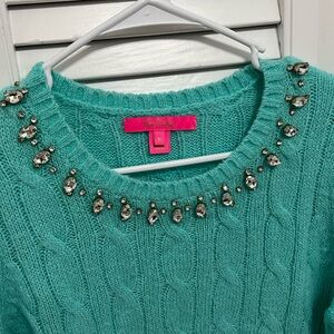 Lilly Pulitzer Turquoise Sweater with Gem Accents